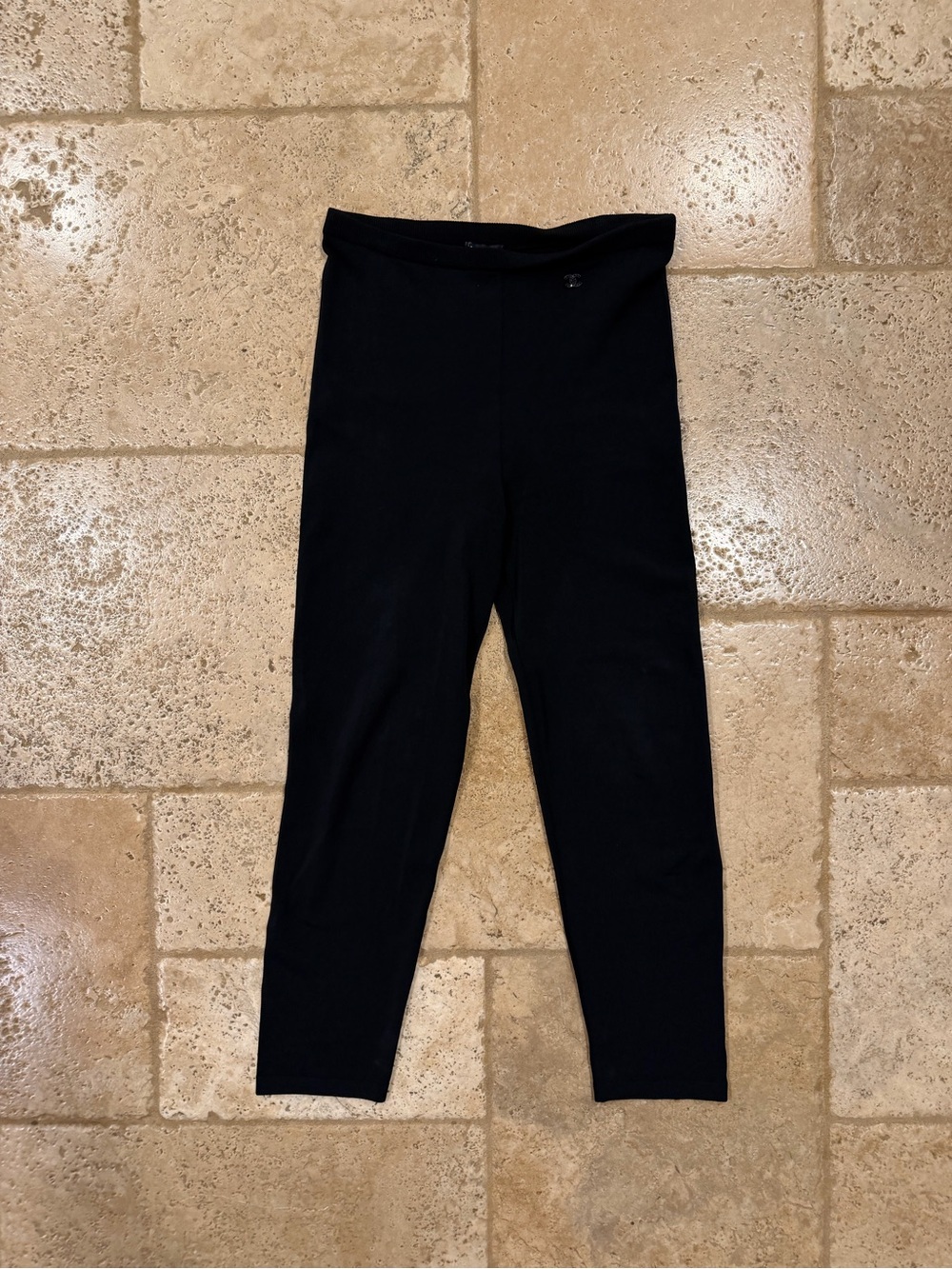 Chanel Skinny Leg Spandex Black CC Logo Pants